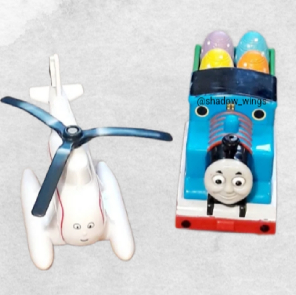 Vintage Thomas the Train Easter Egg Pull Back & Go + Harold the Helicopter Toy